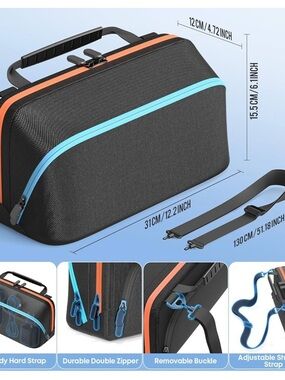 NWOT two (2) Black Case Bag with Blue and Orange Zippers